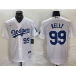 Men's Los Angeles Dodgers #99 Joe Kelly Number White Stitched Cool Base Nike Jersey