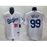 Men's Los Angeles Dodgers #99 Joe Kelly Number White Stitched Cool Base Nike Jerseys