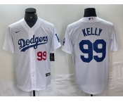 Men's Los Angeles Dodgers #99 Joe Kelly Number White Stitched Cool Base Nike Jerseys