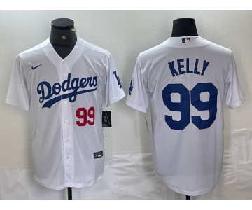 Men's Los Angeles Dodgers #99 Joe Kelly Number White Stitched Cool Base Nike Jerseys