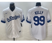 Men's Los Angeles Dodgers #99 Joe Kelly White 2021 City Connect Cool Base Stitched Jersey