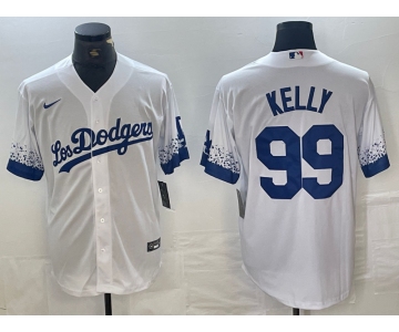 Men's Los Angeles Dodgers #99 Joe Kelly White 2021 City Connect Cool Base Stitched Jersey