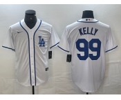 Men's Los Angeles Dodgers #99 Joe Kelly White Cool Base Stitched Baseball Jersey