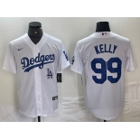 Men's Los Angeles Dodgers #99 Joe Kelly White Stitched Cool Base Nike Jersey