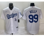 Men's Los Angeles Dodgers #99 Joe Kelly White Stitched Cool Base Nike Jersey