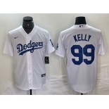 Men's Los Angeles Dodgers #99 Joe Kelly White Stitched Cool Base Nike Jerseys