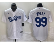 Men's Los Angeles Dodgers #99 Joe Kelly White Stitched Cool Base Nike Jerseys