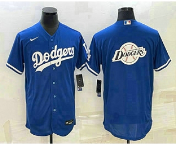 Men's Los Angeles Dodgers Big Logo Blue Flex Base Stitched Baseball Jersey1