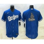 Men's Los Angeles Dodgers Big Logo Blue Flex Base Stitched Baseball Jersey