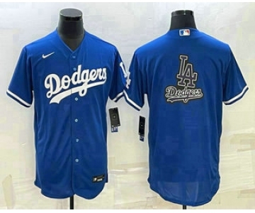 Men's Los Angeles Dodgers Big Logo Blue Flex Base Stitched Baseball Jersey