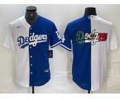 Men's Los Angeles Dodgers Big Logo White Blue Two Tone Stitched Baseball Jerseys