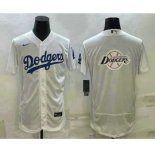 Men's Los Angeles Dodgers Big Logo White Flex Base Stitched Baseball Jersey1