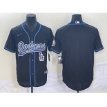 Men's Los Angeles Dodgers Black Blank With Patch Cool Base Stitched Baseball Jersey1