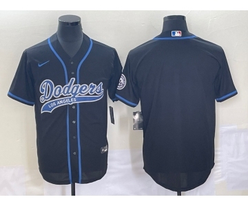 Men's Los Angeles Dodgers Black Blank With Patch Cool Base Stitched Baseball Jersey