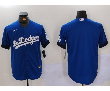 Men's Los Angeles Dodgers Blank Blue City Connect Cool Base Stitched Baseball Jersey