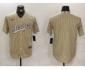 Men's Los Angeles Dodgers Blank Cream Pinstripe Stitched Cool Base Nike Jersey