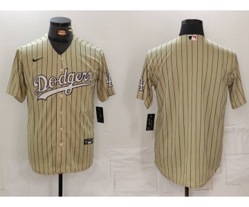 Men's Los Angeles Dodgers Blank Cream Pinstripe Stitched Cool Base Nike Jersey