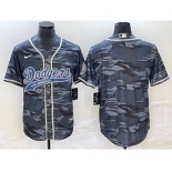 Men's Los Angeles Dodgers Blank Gray Camo Cool Base With Patch Stitched Baseball Jersey