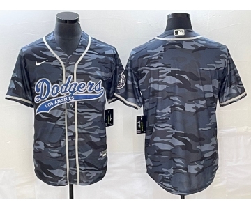 Men's Los Angeles Dodgers Blank Gray Camo Cool Base With Patch Stitched Baseball Jersey