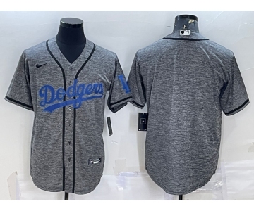 Men's Los Angeles Dodgers Blank Grey Gridiron Cool Base Stitched Baseball Jersey