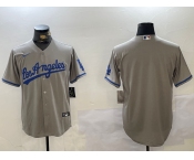 Men's Los Angeles Dodgers Blank Grey With los Cool Base Stitched Jersey