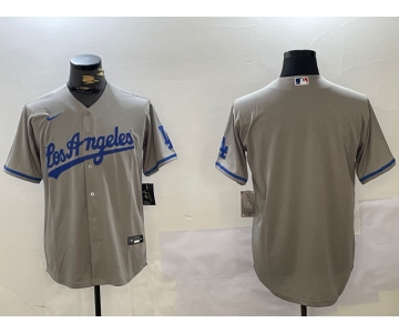 Men's Los Angeles Dodgers Blank Grey With los Cool Base Stitched Jersey