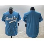 Men's Los Angeles Dodgers Blank Light Blue Throwback Cool Base Stitched Baseball Jersey