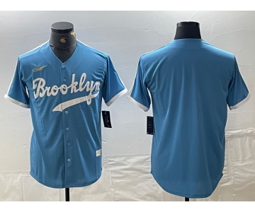 Men's Los Angeles Dodgers Blank Light Blue Throwback Cool Base Stitched Baseball Jersey