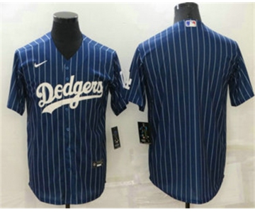 Men's Los Angeles Dodgers Blank Navy Blue Pinstripe Stitched MLB Cool Base Nike Jersey