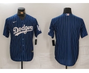 Men's Los Angeles Dodgers Blank Navy Pinstripe Stitched Cool Base Nike Jersey