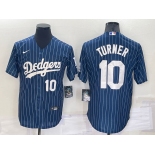 Men's Los Angeles Dodgers Blank Number Navy Blue Pinstripe Stitched MLB Cool Base Nike Jersey