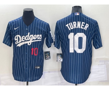 Men's Los Angeles Dodgers Blank Number Red Navy Blue Pinstripe Stitched MLB Cool Base Nike Jersey