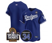 Men's Los Angeles Dodgers Blank Royal 2024 World Series With Fernando Memorial Patch Limited Stitched Baseball Jersey