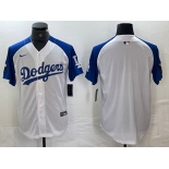 Men's Los Angeles Dodgers Blank White Blue Fashion Stitched Cool Base Limited Jerseys