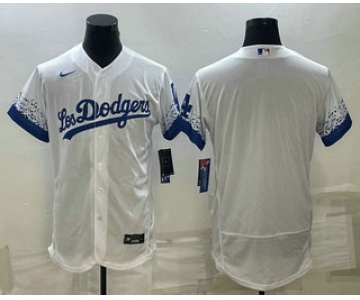 Men's Los Angeles Dodgers Blank White City Connect Flex Base Stitched Baseball Jersey