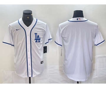 Men's Los Angeles Dodgers Blank White Cool Base Stitched Baseball Jersey