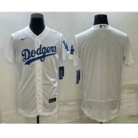 Men's Los Angeles Dodgers Blank White Flex Base Stitched Baseball Jersey