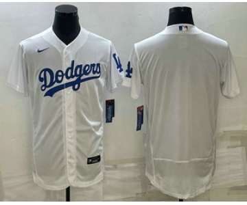 Men's Los Angeles Dodgers Blank White Flex Base Stitched Baseball Jersey