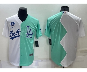 Men's Los Angeles Dodgers Blank White Green Two Tone 2022 Celebrity Softball Game Cool Base Jersey