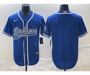 Men's Los Angeles Dodgers Blue Blank With Patch Cool Base Stitched Baseball Jersey