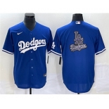 Men's Los Angeles Dodgers Blue Team Big Logo Cool Base Stitched Baseball Jersey 1