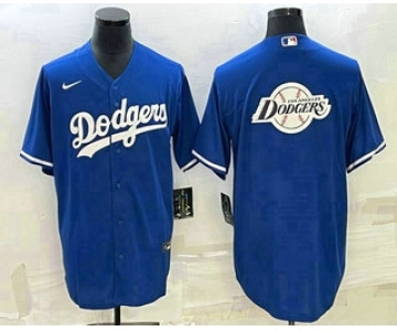 Men's Los Angeles Dodgers Blue Team Big Logo Cool Base Stitched Baseball Jersey1