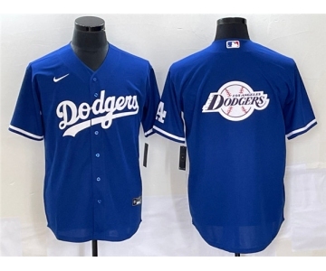 Men's Los Angeles Dodgers Blue Team Big Logo Cool Base Stitched Baseball Jersey