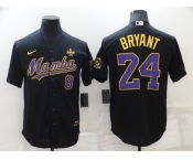 Men's Los Angeles Dodgers Front #8 Back #24 Kobe Bryant Black 'Mamba' Throwback With KB Patch Cool Base Stitched Jersey