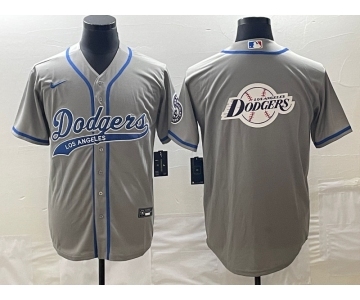 Men's Los Angeles Dodgers Grey Blank With Patch Cool Base Stitched Baseball Jerseys