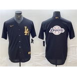 Men's Los Angeles Dodgers Team Big Logo Black Cool Base Stitched Baseball Jerseys