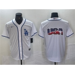 Men's Los Angeles Dodgers Team Big Logo White Cool Base Stitched Baseball Jersey