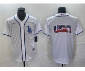 Men's Los Angeles Dodgers Team Big Logo White Cool Base Stitched Baseball Jersey