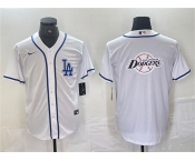 Men's Los Angeles Dodgers Team Big Logo White Cool Base Stitched Baseball Jerseys