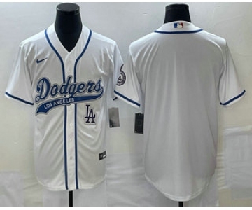 Men's Los Angeles Dodgers White Blank With Patch Cool Base Stitched Baseball Jersey